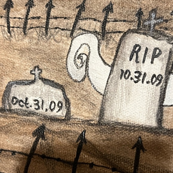 Original Art Painting 2009 Halloween Folk Art Hand Painted 16x20” Display Mural - Picture 9 of 16